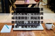 网站推广获取精准流量的五大策略，让你的网站流量翻倍！网站流量翻倍秘籍，五大精准流量推广策略大揭秘！