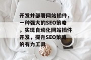 开发并部署网站插件,一种强大的SEO策略,实现自动化网站插件开发,提升SEO策略的有力工具 开发并部署网站插件,一种强大的SEO策略,实现自动化网站插件开发,提升SEO策略的有力工具