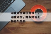 湖北老板如何赚钱?,湖北老板,赚取财富的秘籍与策略 湖北老板如何赚钱?,湖北老板,赚取财富的秘籍与策略