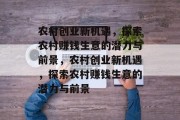 农村创业新机遇,探索农村赚钱生意的潜力与前景,农村创业新机遇,探索农村赚钱生意的潜力与前景 农村创业新机遇,探索农村赚钱生意的潜力与前景,农村创业新机遇,探索农村赚钱生意的潜力与前景
