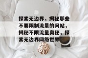 探索无边界，揭秘那些不要限制流量的网站，揭秘不限流量奥秘，探索无边界网络世界