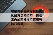 理解并掌握网站推广优化的方法和技巧,精准定向的网站推广策略与技巧解析 理解并掌握网站推广优化的方法和技巧,精准定向的网站推广策略与技巧解析