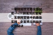 一窥网站优化的全部秘密——一种有效的策略,互联网营销中的最佳实践,全面揭示网站优化的秘诀 一窥网站优化的全部秘密——一种有效的策略,互联网营销中的最佳实践,全面揭示网站优化的秘诀