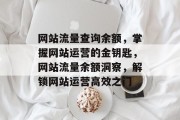 网站流量查询余额，掌握网站运营的金钥匙，网站流量余额洞察，解锁网站运营高效之门