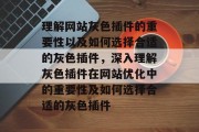 理解网站灰色插件的重要性以及如何选择合适的灰色插件,深入理解灰色插件在网站优化中的重要性及如何选择合适的灰色插件 理解网站灰色插件的重要性以及如何选择合适的灰色插件,深入理解灰色插件在网站优化中的重要性及如何选择合适的灰色插件