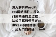 深入解析WordPress网站插件,从入门到精通的全过程,一站式了解和使用WordPress网站插件,从入门到精通 深入解析WordPress网站插件,从入门到精通的全过程,一站式了解和使用WordPress网站插件,从入门到精通
