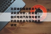 比亚迪的商业机会与投资前景分析,比亚迪,新兴电动汽车领导者中的商业机会与投资前景研究 比亚迪的商业机会与投资前景分析,比亚迪,新兴电动汽车领导者中的商业机会与投资前景研究