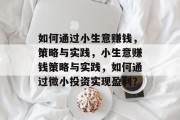 如何通过小生意赚钱,策略与实践,小生意赚钱策略与实践,如何通过微小投资实现盈利? 如何通过小生意赚钱,策略与实践,小生意赚钱策略与实践,如何通过微小投资实现盈利?