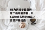 IIS为网站子目录绑定二级域名详解，IIS二级域名绑定网站子目录详细指南