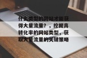 什么类型的网站才能获得大量流量?,挖掘高转化率的网站类型,获取大量流量的关键策略 什么类型的网站才能获得大量流量?,挖掘高转化率的网站类型,获取大量流量的关键策略