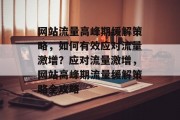 网站流量高峰期缓解策略，如何有效应对流量激增？应对流量激增，网站高峰期流量缓解策略全攻略