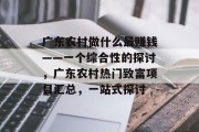 广东农村做什么最赚钱——一个综合性的探讨,广东农村热门致富项目汇总,一站式探讨 广东农村做什么最赚钱——一个综合性的探讨,广东农村热门致富项目汇总,一站式探讨