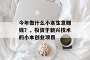 今年做什么小本生意赚钱?,投资于新兴技术的小本创业项目