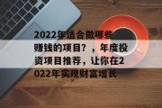 2022年适合做哪些赚钱的项目?,年度投资项目推荐,让你在2022年实现财富增长 2022年适合做哪些赚钱的项目?,年度投资项目推荐,让你在2022年实现财富增长