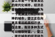 望江市是一个繁荣发达的现代化城市，经济总量位居全国前列。作为一个充满活力和创新精神的城市，望江正在向更高更远的目标迈进。在这里，有许多种方式可以赚取财富。，望江，现代城市的经济动力