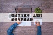 在建筑行业中,土建的前景与职业选择 在建筑行业中,土建的前景与职业选择