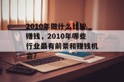 2010年做什么比较赚钱，2010年哪些行业最有前景和赚钱机会？
