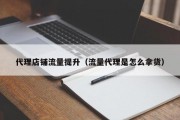 代理店铺流量提升（流量代理是怎么拿货）