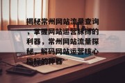 揭秘常州网站流量查询，掌握网站运营脉搏的利器，常州网站流量探秘，解码网站运营核心指标的神器