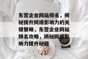 东营企业网站排名，揭秘提升网络影响力的关键策略，东营企业网站排名攻略，揭秘网络影响力提升秘籍