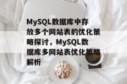MySQL数据库中存放多个网站表的优化策略探讨，MySQL数据库多网站表优化策略解析