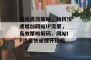 揭秘高效策略，如何快速增加网站IP流量，高效策略解码，网站IP流量快速提升秘籍