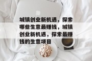 城镇创业新机遇,探索哪些生意最赚钱,城镇创业新机遇,探索最赚钱的生意项目
