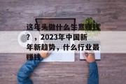 这年头做什么生意赚钱?,2023年中国新年新趋势,什么行业最赚钱