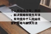 个人网站没流量,原因、解决策略和提升方法,有效提升个人网站流量的策略与解决方法 个人网站没流量,原因、解决策略和提升方法,有效提升个人网站流量的策略与解决方法