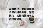 深网优化，关键词策略与实战经验分享，深度优化，关键词策略与实战经验分享