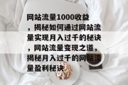 网站流量1000收益，揭秘如何通过网站流量实现月入过千的秘诀，网站流量变现之道，揭秘月入过千的网站流量盈利秘诀