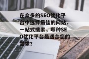 在众多的SEO优化平台中选择最佳的网站，一站式搜索，哪种SEO优化平台最适合您的需求？