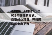近期做什么赚钱？，2023年赚钱新方式，投资创业项目、开设网店或电商平台