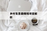 乡村生意最赚钱项目解析 乡村生意最赚钱项目解析