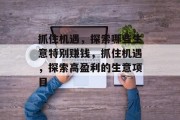 抓住机遇,探索哪些生意特别赚钱,抓住机遇,探索高盈利的生意项目 抓住机遇,探索哪些生意特别赚钱,抓住机遇,探索高盈利的生意项目