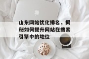 山东网站优化排名,揭秘如何提升网站在搜索引擎中的地位 山东网站优化排名,揭秘如何提升网站在搜索引擎中的地位
