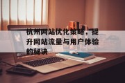 杭州网站优化策略,提升网站流量与用户体验的秘诀 杭州网站优化策略,提升网站流量与用户体验的秘诀