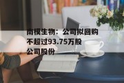 南模生物:公司拟回购不超过93.75万股公司股份 南模生物:公司拟回购不超过93.75万股公司股份