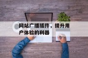 网站广播插件,提升用户体验的利器 网站广播插件,提升用户体验的利器