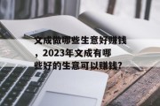 文成做哪些生意好赚钱，2023年文成有哪些好的生意可以赚钱?
