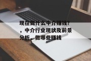 现在做什么中介赚钱?,中介行业现状及前景分析,做哪些赚钱