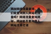 揭秘网络流量查询，我们能查询别人网站的流量吗？网络流量查询揭秘，揭秘能否查询他人网站流量之谜