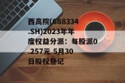 西高院(688334.SH)2023年年度权益分派:每股派0.257元 5月30日股权登记 西高院(688334.SH)2023年年度权益分派:每股派0.257元 5月30日股权登记