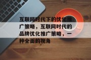 互联网时代下的优化推广策略，互联网时代的品牌优化推广策略，一种全面的视角