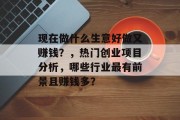 现在做什么生意好做又赚钱?,热门创业项目分析,哪些行业最有前景且赚钱多?