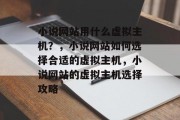 小说网站用什么虚拟主机？，小说网站如何选择合适的虚拟主机，小说网站的虚拟主机选择攻略