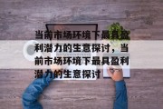 当前市场环境下最具盈利潜力的生意探讨,当前市场环境下最具盈利潜力的生意探讨 当前市场环境下最具盈利潜力的生意探讨,当前市场环境下最具盈利潜力的生意探讨