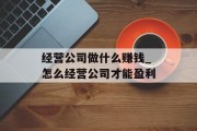 经营公司做什么赚钱_怎么经营公司才能盈利