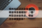 梧州市投资创业指南,哪些项目最赚钱?,梧州投资创业热点,哪些项目最有前景? 梧州市投资创业指南,哪些项目最赚钱?,梧州投资创业热点,哪些项目最有前景?