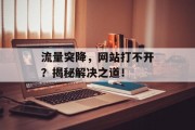 流量突降,网站打不开?揭秘解决之道! 流量突降,网站打不开?揭秘解决之道!